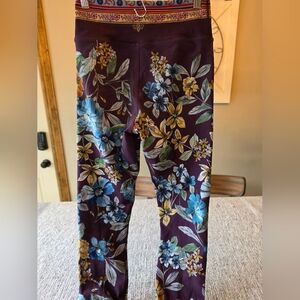 Johnny Was Floral Leggings - Purple, Blue, Yellow